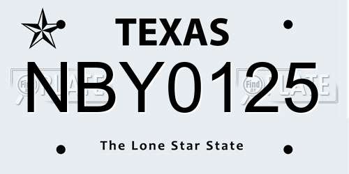 NBY0125 Texas License Plate