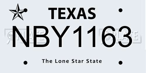 NBY1163 Texas License Plate