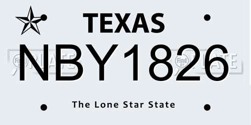NBY1826 Texas License Plate