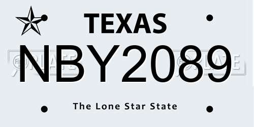 NBY2089 Texas License Plate
