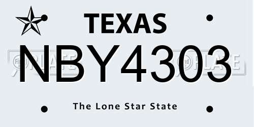 NBY4303 Texas License Plate