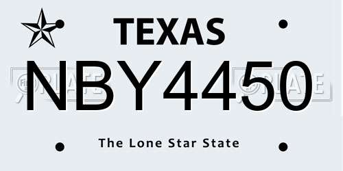 NBY4450 Texas License Plate