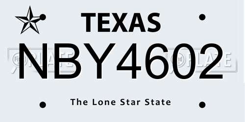 NBY4602 Texas License Plate