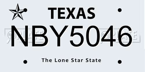 NBY5046 Texas License Plate