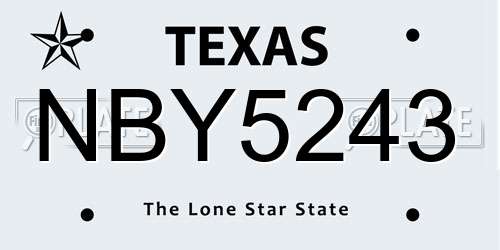 NBY5243 Texas License Plate