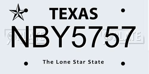 NBY5757 Texas License Plate