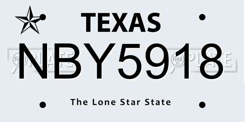NBY5918 Texas License Plate