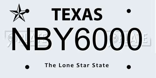 NBY6000 Texas License Plate