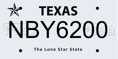 NBY6200 Texas License Plate