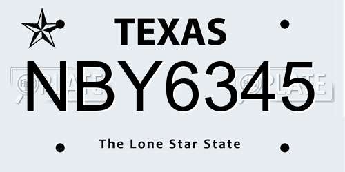 NBY6345 Texas License Plate