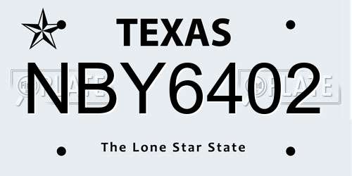 NBY6402 Texas License Plate