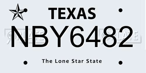 NBY6482 Texas License Plate
