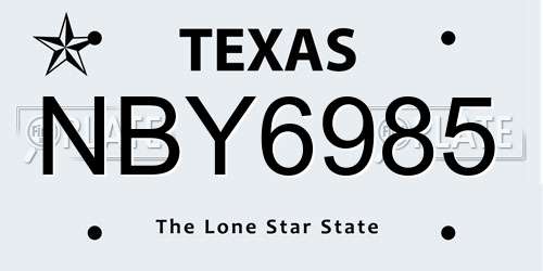 NBY6985 Texas License Plate