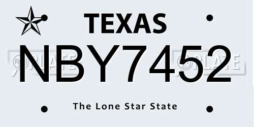 NBY7452 Texas License Plate