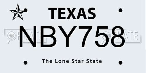 NBY758 Texas License Plate