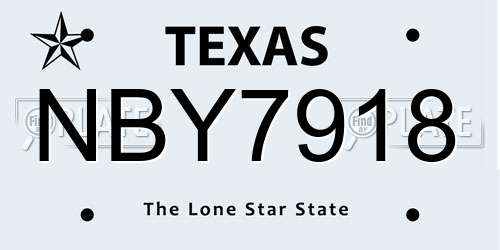 NBY7918 Texas License Plate