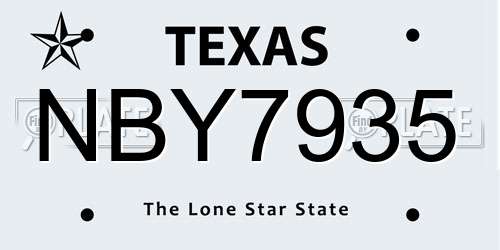 NBY7935 Texas License Plate