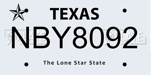 NBY8092 Texas License Plate