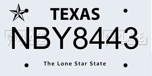 NBY8443 Texas License Plate