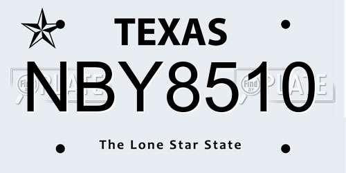 NBY8510 Texas License Plate