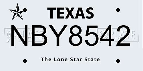 NBY8542 Texas License Plate