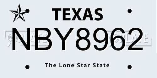 NBY8962 Texas License Plate