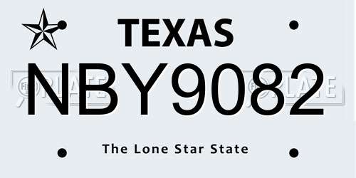 NBY9082 Texas License Plate