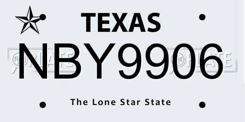 NBY9906 Texas License Plate