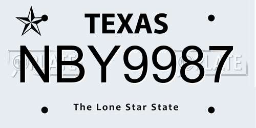 NBY9987 Texas License Plate