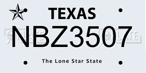 NBZ3507 Texas License Plate