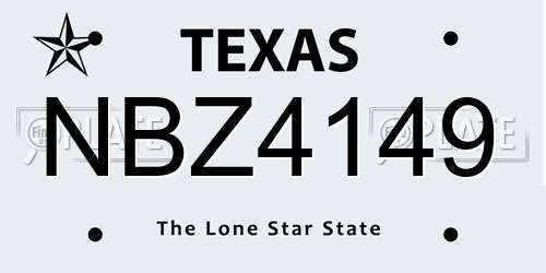 NBZ4149 Texas License Plate