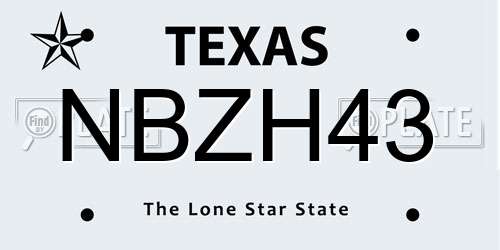 NBZH43 Texas License Plate
