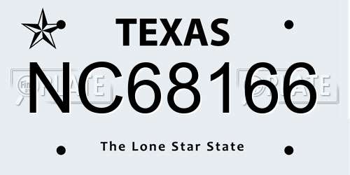 NC68166 Texas License Plate