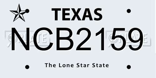 NCB2159 Texas License Plate