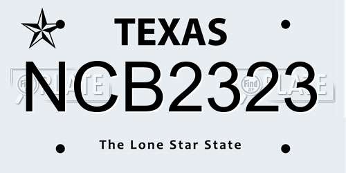 NCB2323 Texas License Plate