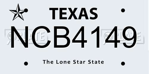 NCB4149 Texas License Plate
