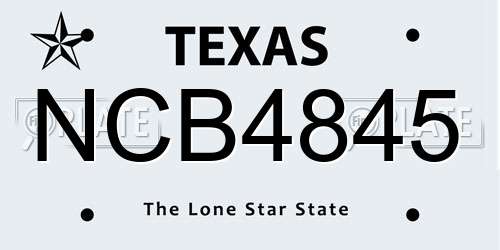 NCB4845 Texas License Plate