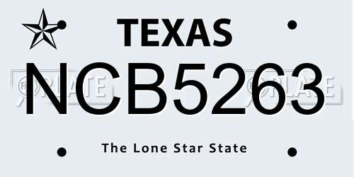 NCB5263 Texas License Plate