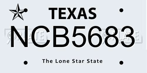 NCB5683 Texas License Plate