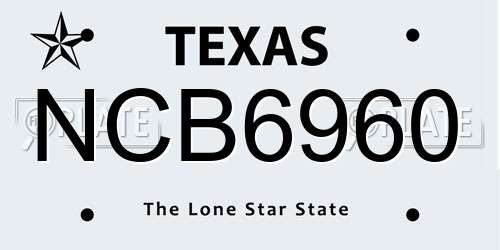 NCB6960 Texas License Plate