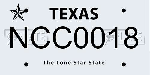 NCC0018 Texas License Plate