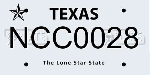 NCC0028 Texas License Plate
