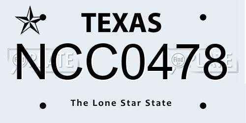NCC0478 Texas License Plate