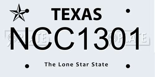 NCC1301 Texas License Plate