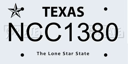 NCC1380 Texas License Plate