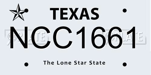NCC1661 Texas License Plate