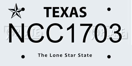 NCC1703 Texas License Plate