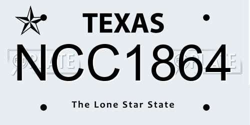 NCC1864 Texas License Plate