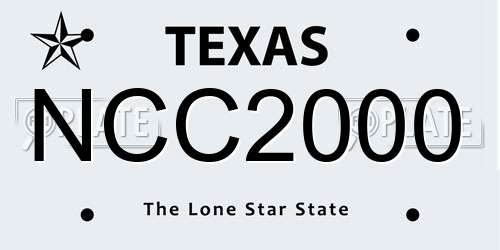 NCC2000 Texas License Plate