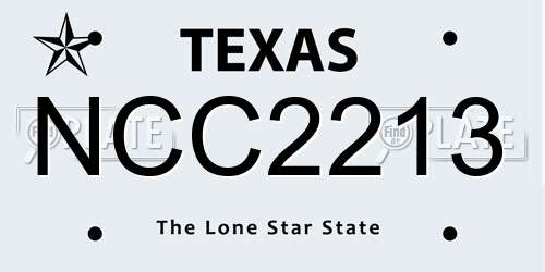 NCC2213 Texas License Plate
